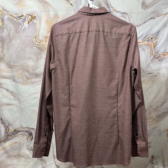 Mens Ted Baker London Long Sleeve Button Up Maroon and White Contrast Trim SZ 3 - Picture 4 of 11
